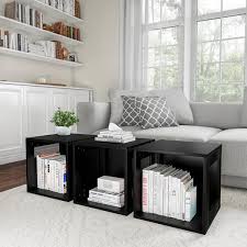 Lavish Home Stackable Minimalist Modular Open Sided Cube Table Black