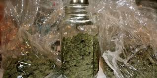 weed in glass or plastic