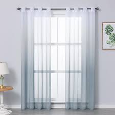 set of 2 white sheer curtains window