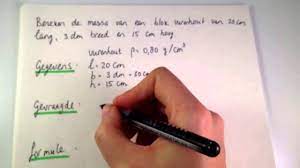 Berekening met dichtheid; massa berekenen - YouTube