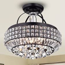 Shop Pamarin Round Crystal Antique Black Semi Flush Mount Ceiling Light On Sale Overstock 13929400