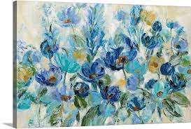 Tered Blue Flowers Wall Art Canvas
