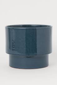 Large green patterned cermic plant pot. Large Ceramic Plant Pot Dark Blue Home All H M Ie