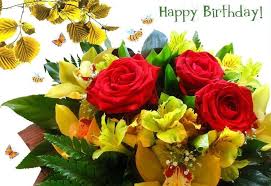 flowers and birthday greeting picture