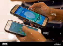 Delhi, India - 24th Jul 2016: man playing pokemon go on multiple phones.  people are now outsourcing the playing of this wildly popular game to  others Stock Photo - Alamy