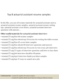 top 8 actuarial assistant resume samples
