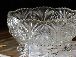 French Vintage Heavy Cut Glass Footed