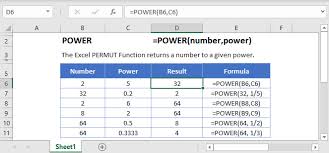 excel power function raise number to