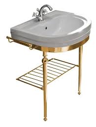 Marble Brass Console Wash Sink Gold