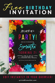 Free Editable Birthday Party Invitation Template Art Party