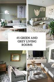 green and grey living rooms