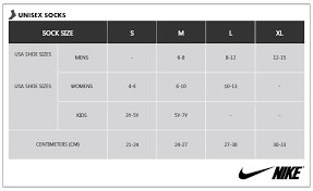 Nike Socks Size Chart World Of Reference