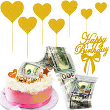 It's also easy to create. Amazon Com Owevvin Cake Money Box Set With Diy Glitter Heart Cake Toppers Happy Birthday Cake Topper Funny Money Cake Dispenser Box Cake Money Pull Out Kit For Birthday Party Gift Cake Decoration