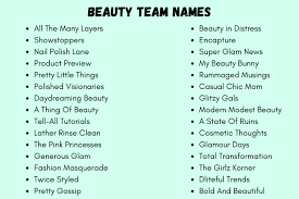 cool beauty team names ideas