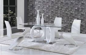 white z chairs glass top dining room
