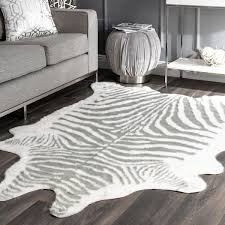 nuloom faux zebra hide gray 5 ft x 7
