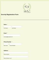 Sorority Registration Form Template