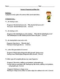 Sentence Fragments And Run Ons Definitions And Examples For Elementary School