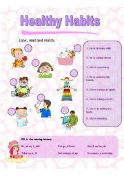 Learn about healthy habits with free interactive flashcards. Healthy Habits Esl Worksheet By Azza 20