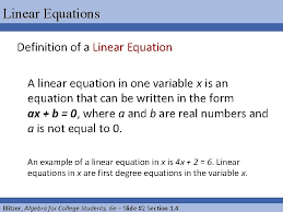 1 4 solving linear equations linear