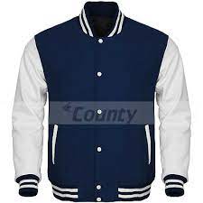 Plus size simply vera vera wang mesh bomber jacket. Varsity Letterman Bomber Baseball Jacket Navy Blue Body White Leather Sleeves Ebay