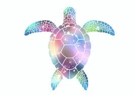 Sea Turtle Colorful Luminous Silhouette