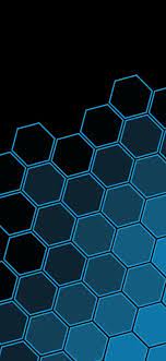 1125x2436 Black Blue Hexagon Pattern ...