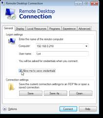 remote desktop credentials in windows