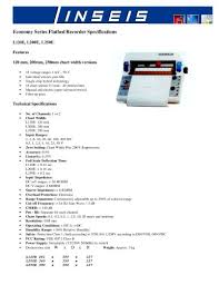 Economy Series Flatbed Recorder Specifications Linseis