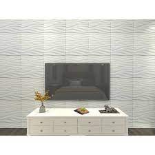 Art3dwallpanels 19 7 In X 19 7 In White Pvc 3d Wall Panels Wave Wall Design 12 Pack