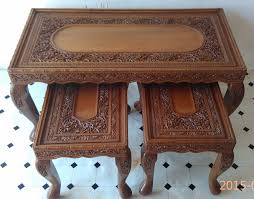 Wooden Antique Coffee Table Set By