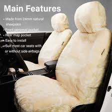 Premium Sheepskin Car Seat Cover Ivory