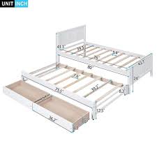 white wood frame twin size platform bed