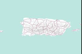 Roads Of Puerto Rico Caribbean Islands From Digital Chart