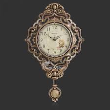 Brass Wall Clock Pendulum Gold Vintage