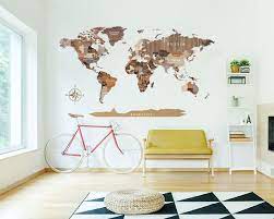World Map Decal Vinyl Wall Sticker Push