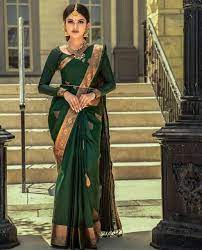 dark green saree sari litchi silk