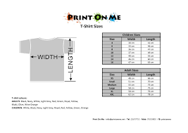 T Shirt Size Chart By Print On Me Issuu