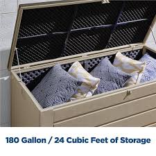 Cosco 180 Gallon Outdoor Patio Deck Storage Box Tan