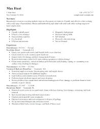 Resume For Housekeeping Job Sample Resume For Cleaner Cleaning