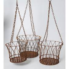Metal Rusty Hanging Planter Basket Pot