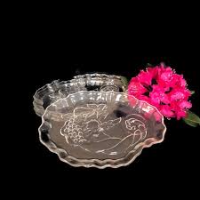 Vintage Clear Glass Snack Plates Heavy