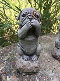 3 Wise Pugs Garden Ornaments Hand