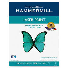 Hammermill Laser Print Paper 98 Bright 24lb Letter White 500 Sht