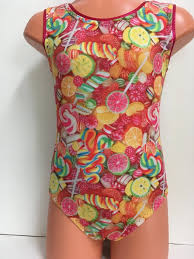 Candy Print Gymnastics Or Dance Leotard Sizes Girls 2t 3t Girls 4 To 16 Adult Xs To Xl