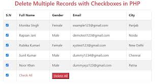 delete multiple records with checkbo