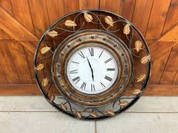 36 Rustic Leaf Wall Clock In Metal W