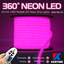 Kertme 360 Neon Led Type Ac 110 120v 360 Degree Neon Led Light Strip Flexible Waterproof Dimmable Multi Modes Led Rop Led Rope Lights Strip Lighting Led Rope