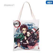 Check spelling or type a new query. Anime Demon Slayer One Sided Printed Canvas Shoulder Bag Tote Bag Shopee Malaysia