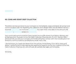debt collection cease and desist letter